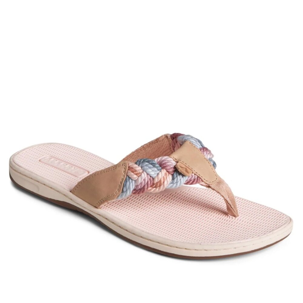 NIB Sperry Parrotfish Braided Sandal Flip Flop Thong Sandals, Flat Heel 6.5 - Picture 3 of 8